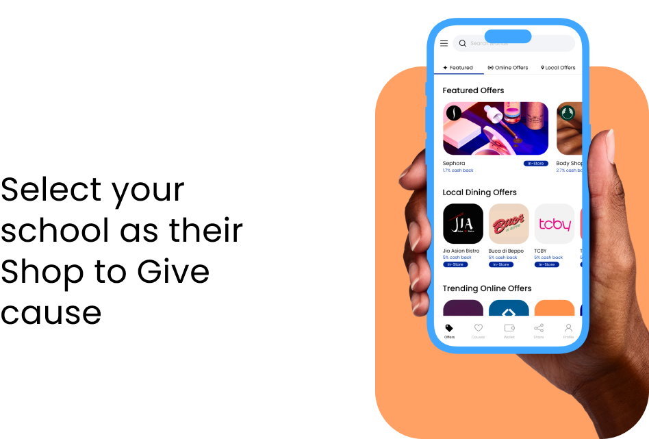 Select your school as their Shop to Give cause